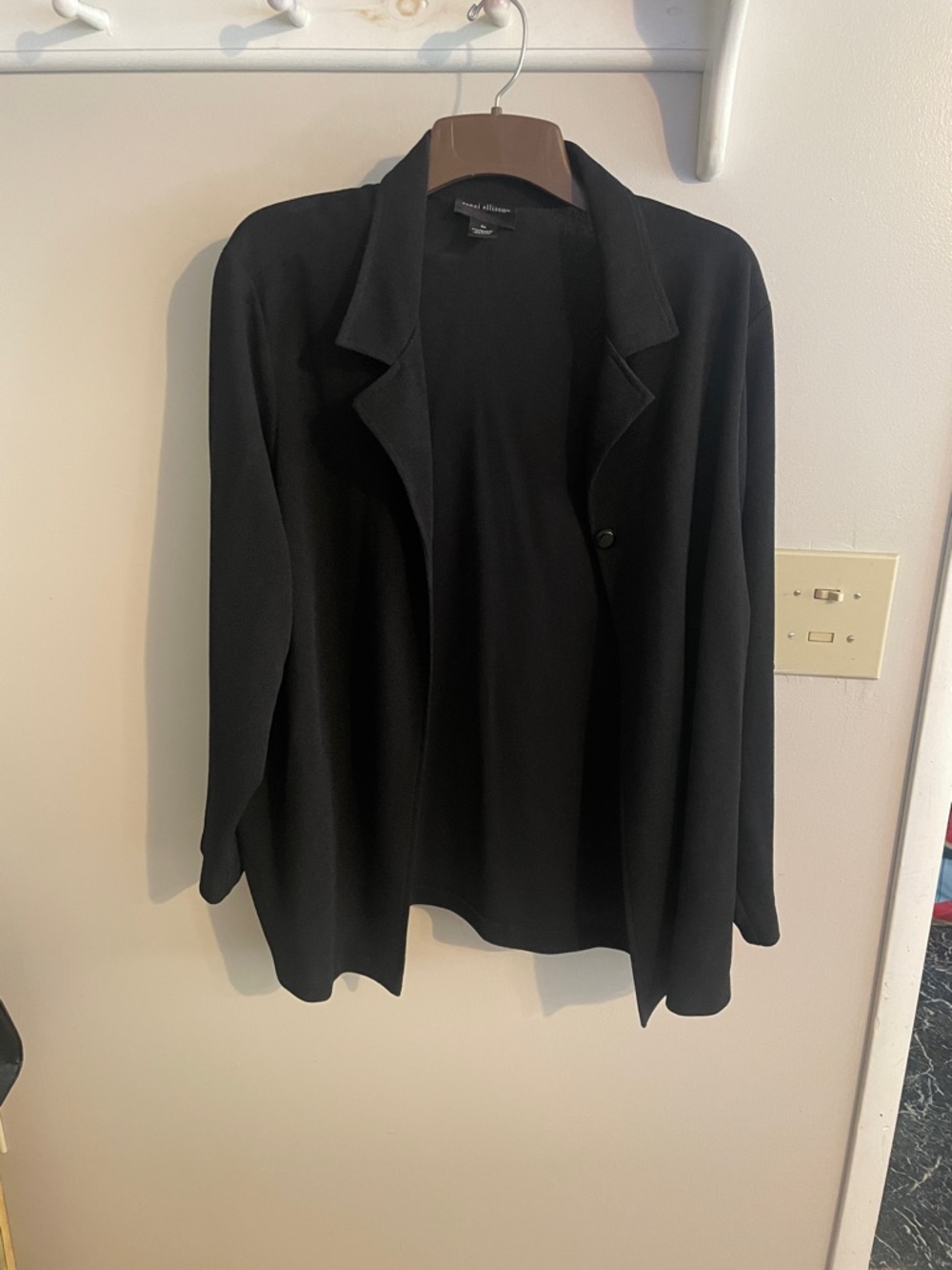 Eileen Fisher Black Single-Button Open-Front Blazer